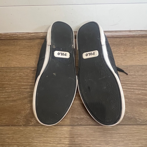 Polo Ralph Lauren Felton Leather Men's Low-Top Casual Sneakers, Black/White, 12 - Picture 13 of 13